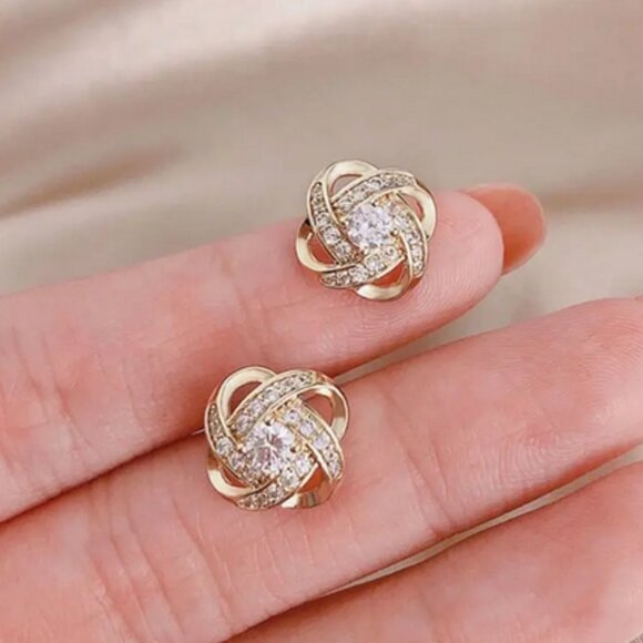 14K Gold Twisted Woven Knot Womens 2ct Diamond Stud Earrings 14 K Silver Jewelry - Picture 5 of 8